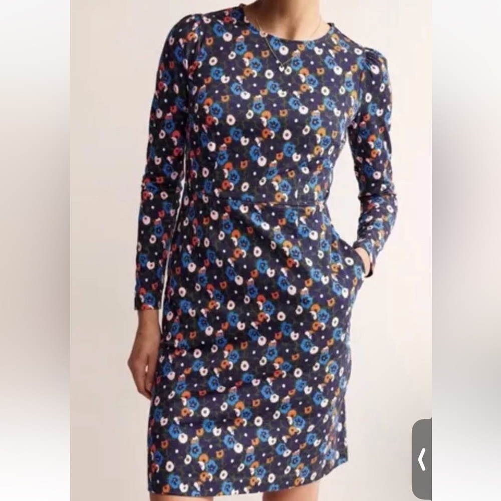Boden Floral Midi Dress - Blue and Multicolor